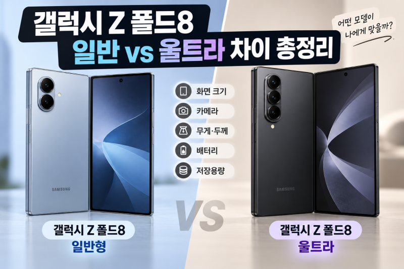 갤럭시 Z 폴드8 일반 vs 울트라 차이 총정리 (+ 가격, 화면, 카메라)