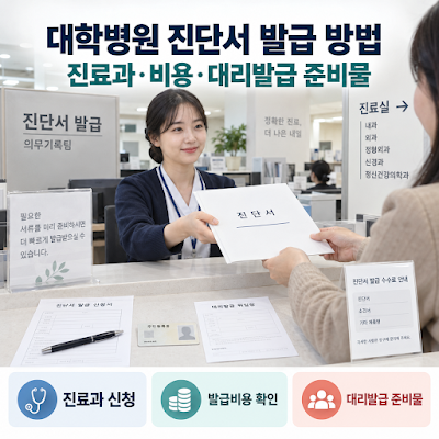 대학병원 진단서 발급 방법｜진료과·비용·대리발급 준비물