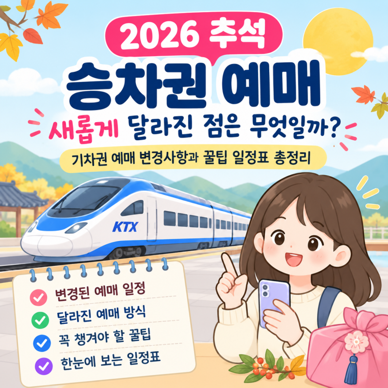"2026 추석 승차권 예매 새롭게 달라진 점은 무엇일까" 추석 KTX 기차표 예매 변경사항과 꿀팁 ....