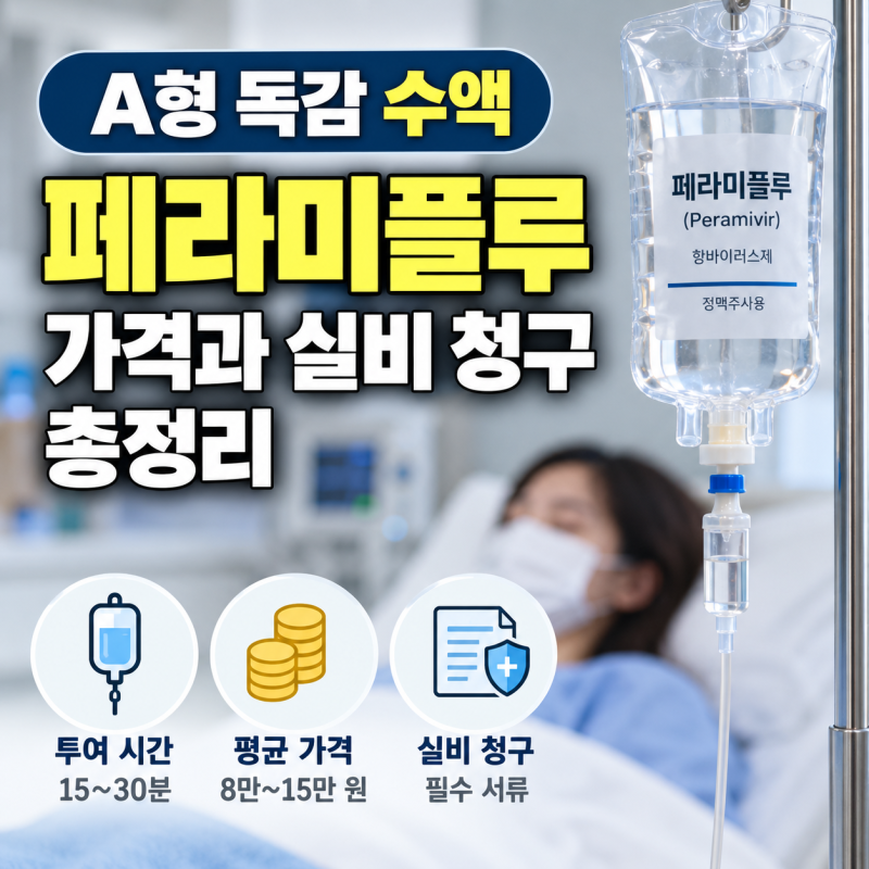 A형 독감 수액 페라미플루 가격과 실비 청구 서류 투여 시간 총정리