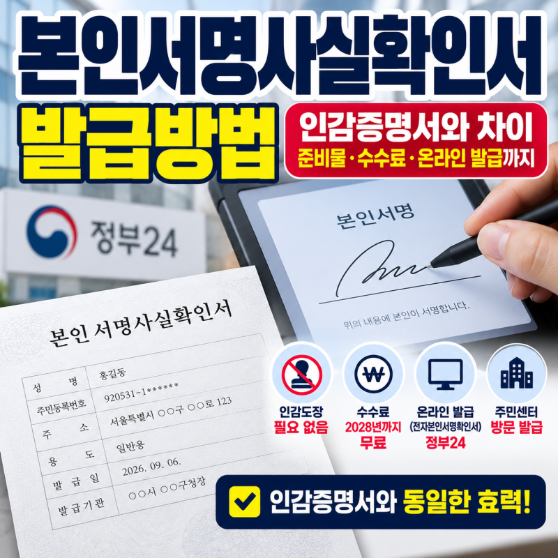 본인서명사실확인서 발급방법｜인감증명서와 차이·준비물