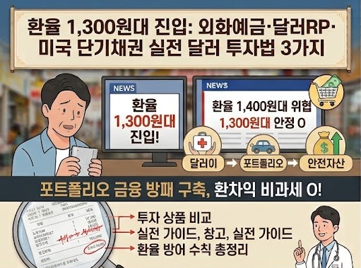환율 1,300원대 진입: 외화예금·달러RP·미국 단기채권 실전 달러 투자법 3가지