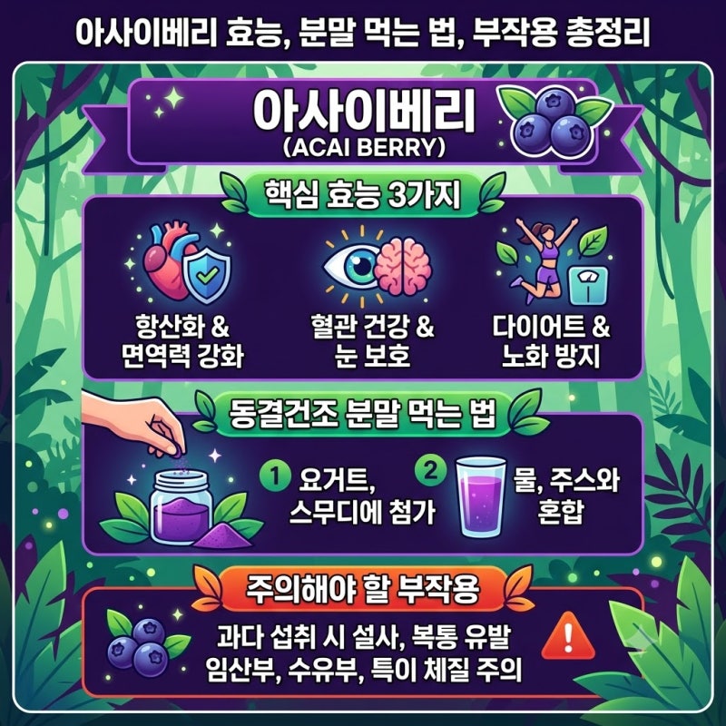 아사이베리 효능 3가지와 동결건조 분말 먹는 법 및 부작용 총정리