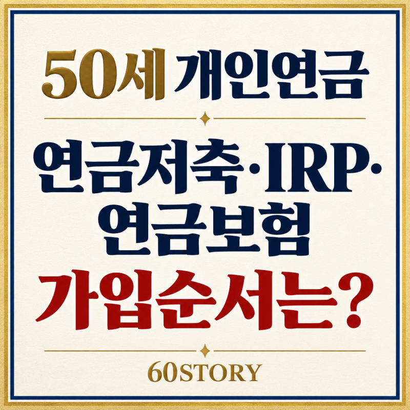 50세 개인연금 드는 법 : 50대의 연금저축·IRP·연금보험 준비 방법과 가입 순서