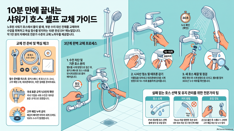 샤워기 호스 교체 방법