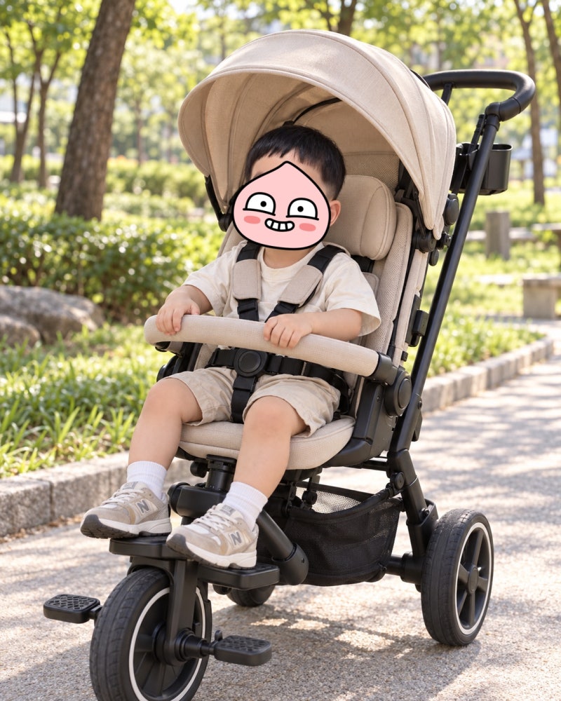 유모차 거부하는 아기 외출 필수템, 누비 트래블러S4 트라이크 유모카