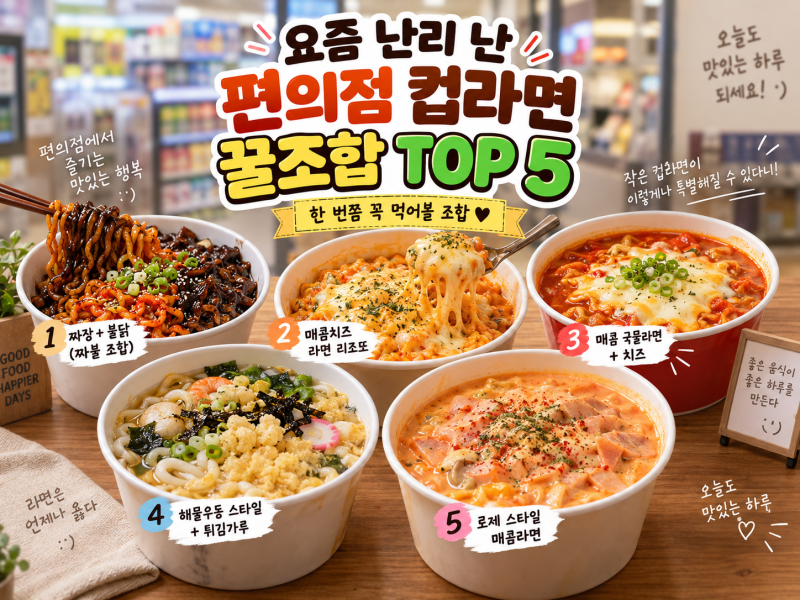 요즘 난리 난 편의점 컵라면 꿀조합 TOP 5｜한 번쯤 꼭 먹어볼 조합