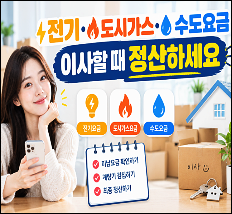 전기 도시가스 수도요금 이사할 때 정산 방법