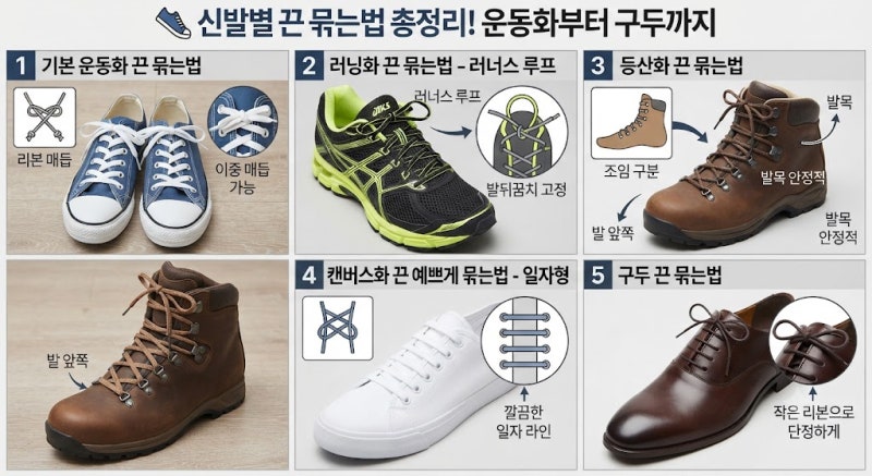 신발별 끈 묶는법 총정리! 운동화부터 구두까지 깔끔하고 예쁘게 묶는 방법