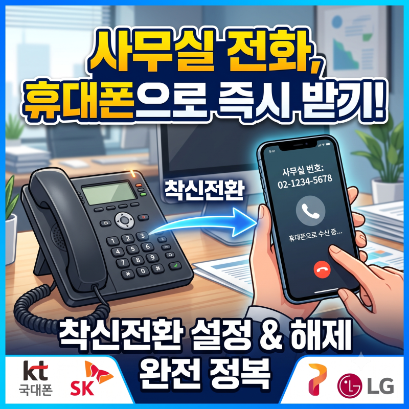 일반전화 착신전환 설정·해제 | 사무실 전화 휴대폰으로 받는 법 (KT·SK·LG 번호)
