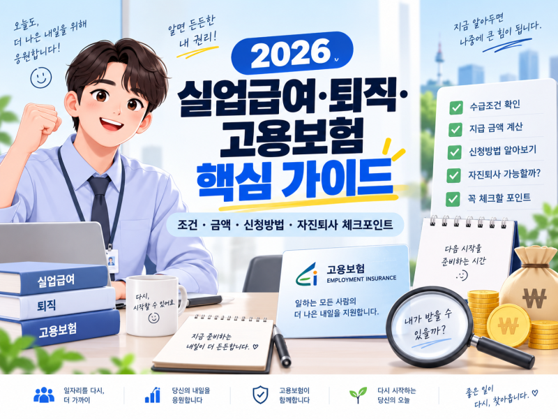 2026 실업급여 총정리｜자진퇴사 조건·신청방법·금액·이직확인서까지