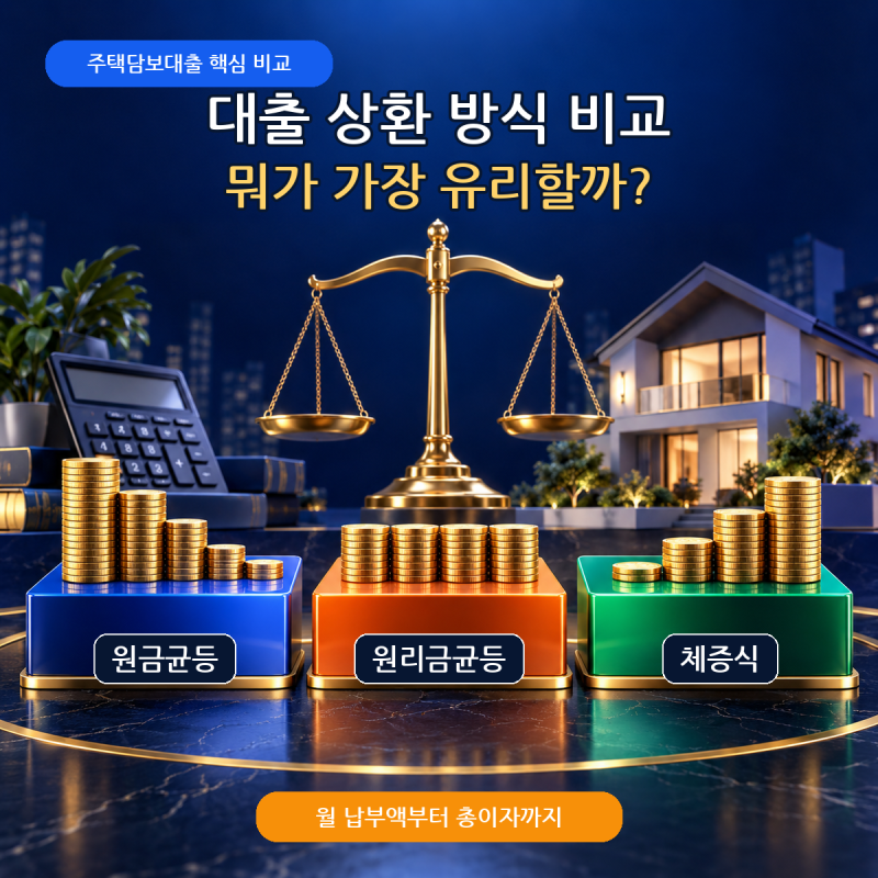 대출 상환 방식 비교 | 원금균등 원리금균등 체증식 쉽게 정리