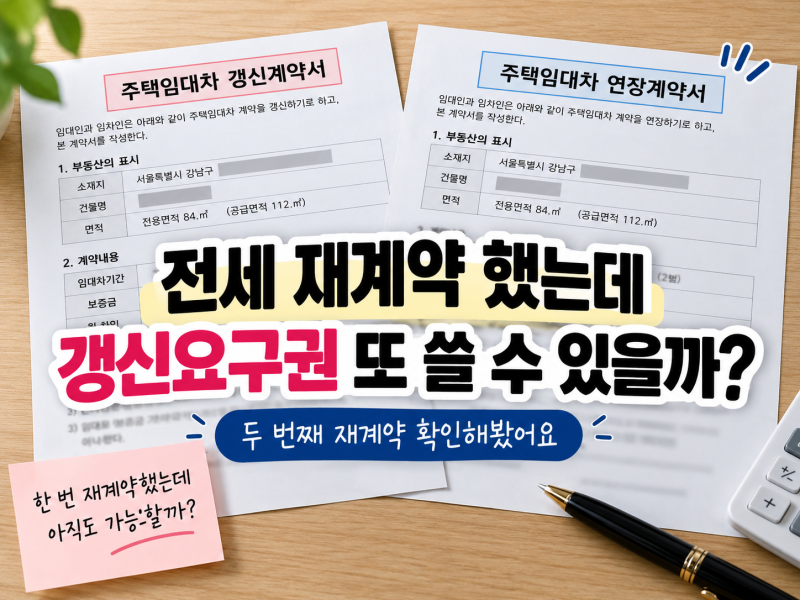 계약갱신요구권, 전세 재계약 후에도 쓸 수 있을까? 두 번째 재계약 확인해봤어요
