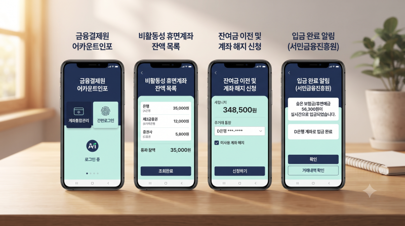 잠자는 내 돈 5분 만에 계좌 입금: 계좌정보통합관리서비스(어카운트인포) 휴면계좌 숨은 보....