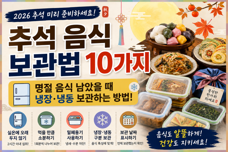 2026 추석 음식 보관법｜명절 음식 남았을 때 냉장·냉동 보관하는 방법 10가지