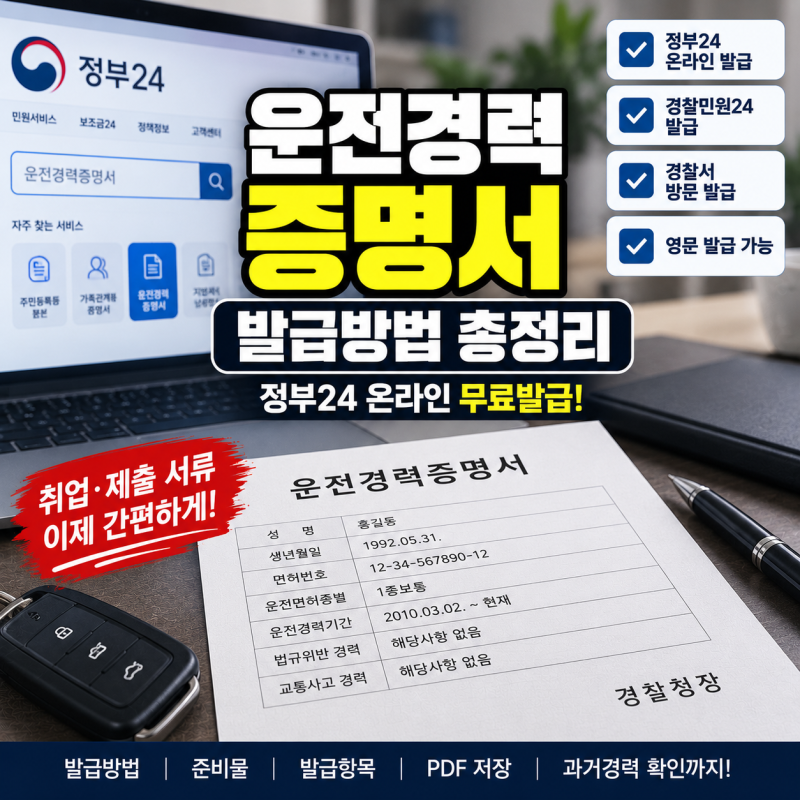 운전경력증명서 발급방법｜정부24 온라인 무료발급