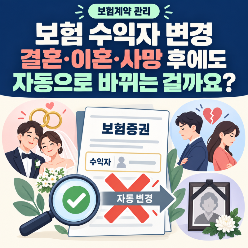보험 수익자 변경, 결혼·이혼·사망 후에도 자동으로 바뀌는 걸까요?