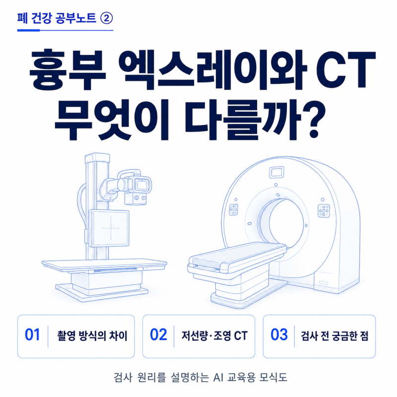 [폐 건강 공부노트 ②] 흉부 엑스레이와 CT 차이, 저선량 CT와 조영 CT까지