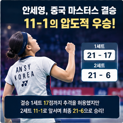 11-1이 끝이 아니었다! 안세영이 중국 마스터스 결승에서 보여준 ‘세계 1위의 차이’