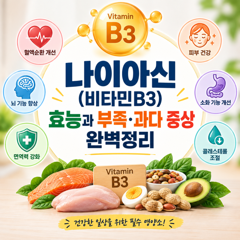 나이아신 비타민B3 효능과 부족 과다 증상 완벽정리