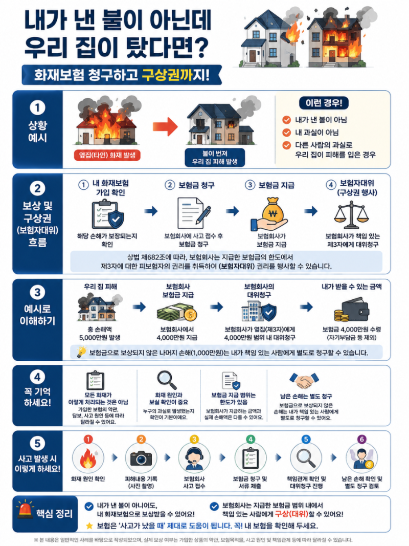내가 낸 불이 아닌데 우리 집이 탔다면?｜화재보험 청구하고 구상권까지」