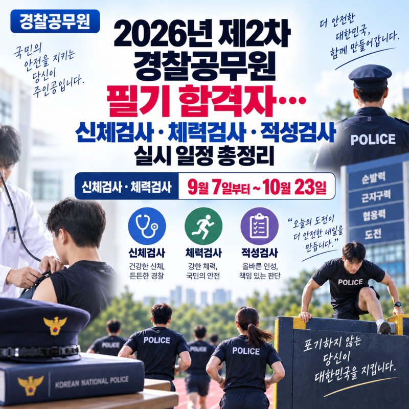 [경찰공무원] 2026년 제2차 경찰공무원 필기 합격자…신체검사·체력검사·적성검사 실시 일정....