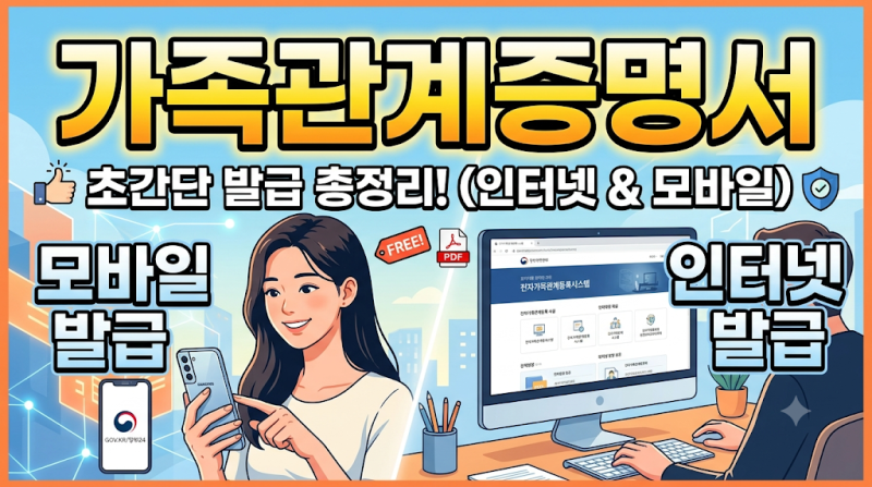 가족관계증명서 인터넷 발급 및 모바일 신청 방법 (무료 PDF)
