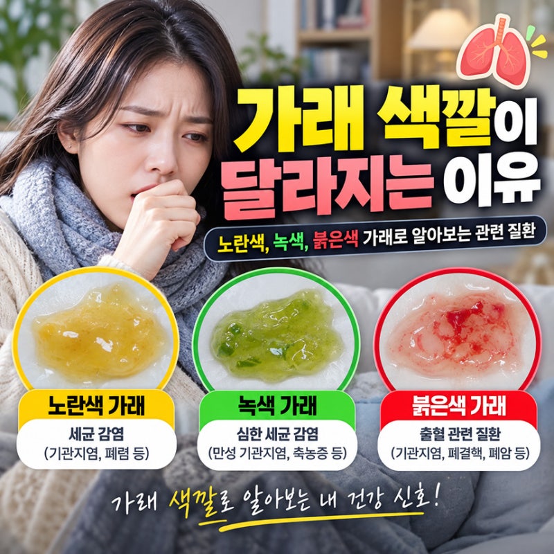 가래 색깔이 달라지는 이유, 노란색, 녹색, 붉은색 가래로 알아보는 관련 질환
