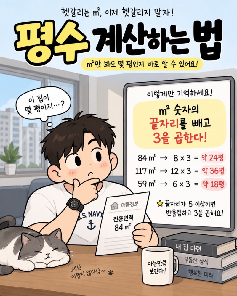 아파트 면적 59㎡·74㎡·84㎡는 몇 평? 평수 계산법 정리