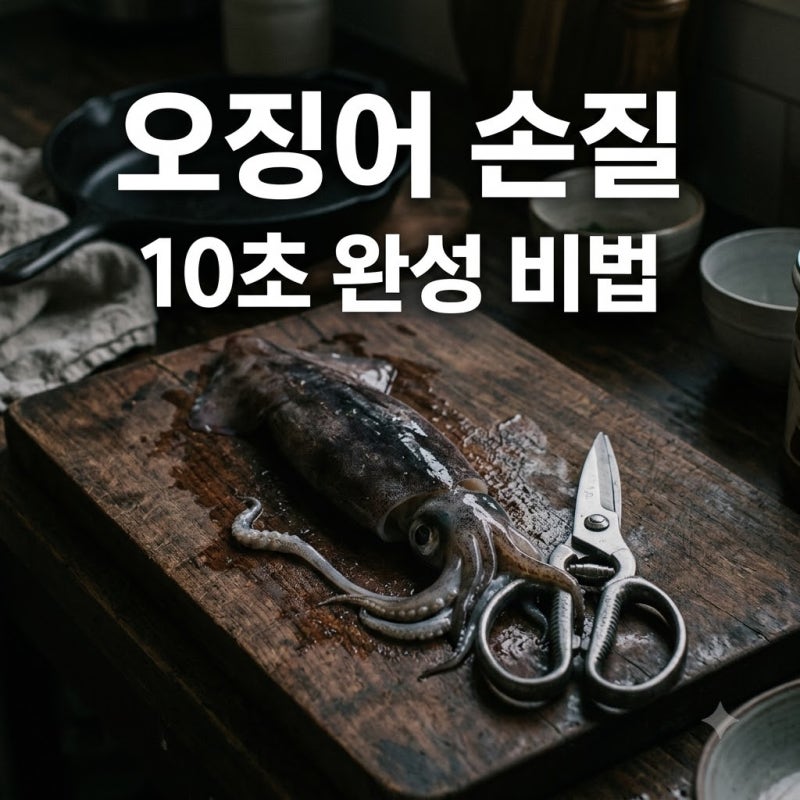 "먹물 터질까 봐 무서웠는데.." 10초 만에 끝내는 깔끔한 오징어손질법