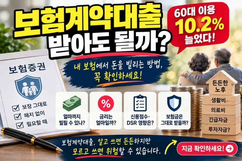 보험계약대출받아도 될까? 60대 이용 10% 늘었다는데 꼭 확인할 것