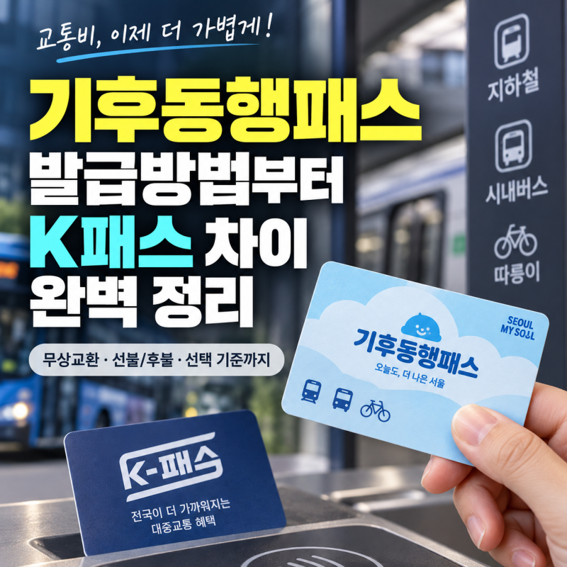 기후동행패스 발급방법 무상교환 K패스 차이 완벽 정리