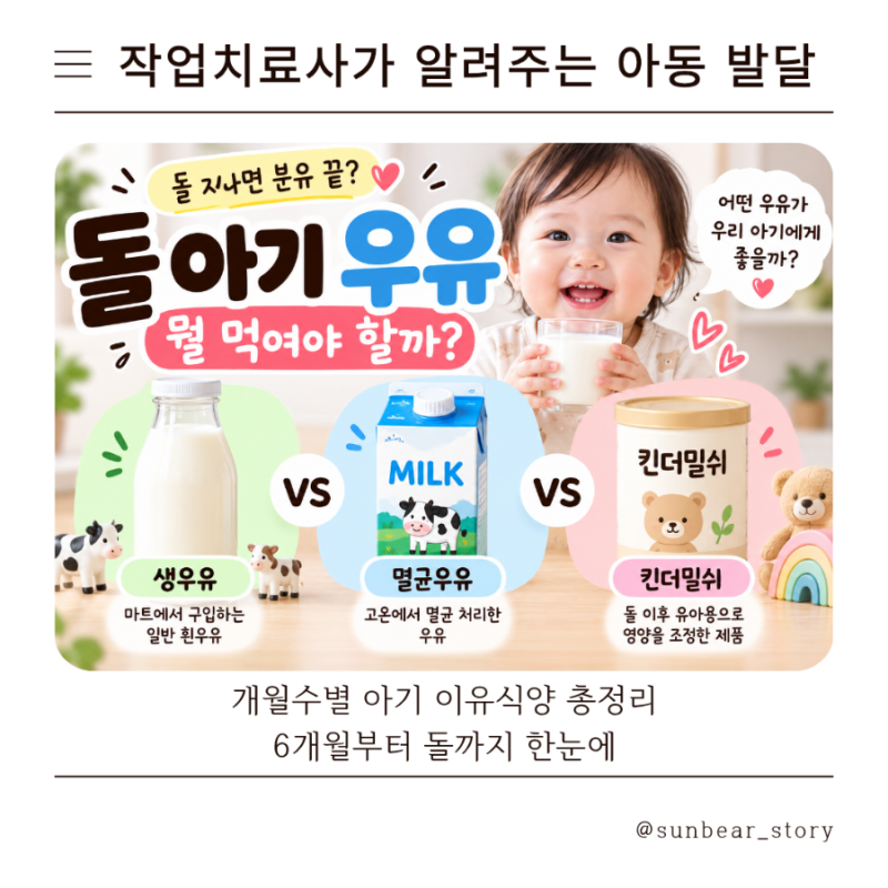 돌 아기 우유 언제부터? 생우유 멸균우유 킨더밀쉬 뭐가 좋을까