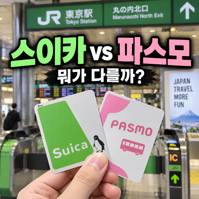 일본 여행 교통카드 스이카·파스모 뭐가 다를까? 2026 구매·충전·아이폰 등록 총정리