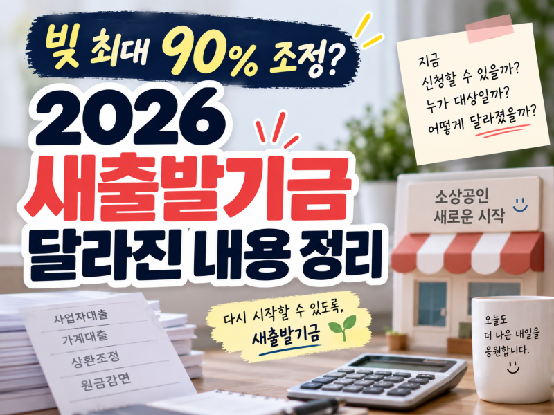 빚 최대 90% 조정? 2026 새출발기금 달라진 내용 정리