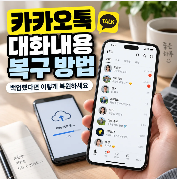 카카오톡 대화내용 복구 방법 총정리 백업했다면 이렇게 복원하세요