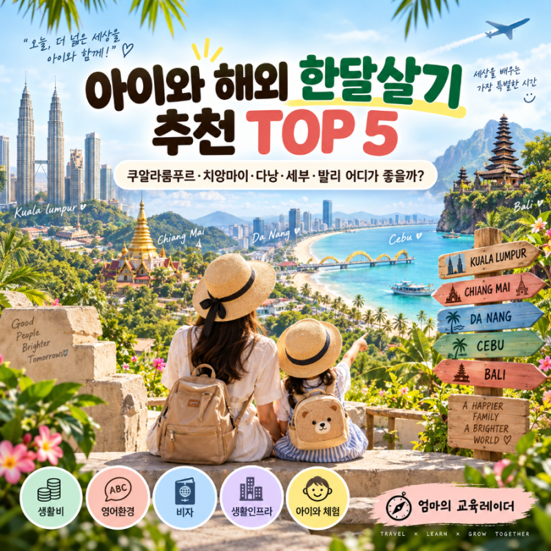 아이와 해외 한달살기 추천 TOP 5｜쿠알라룸푸르·치앙마이·다낭·세부·발리 어디가 좋을까?