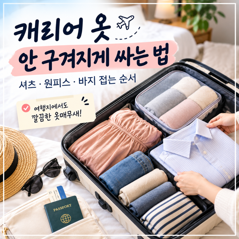 캐리어 옷 안 구겨지게 싸는 법｜셔츠·원피스·바지 접는 순서