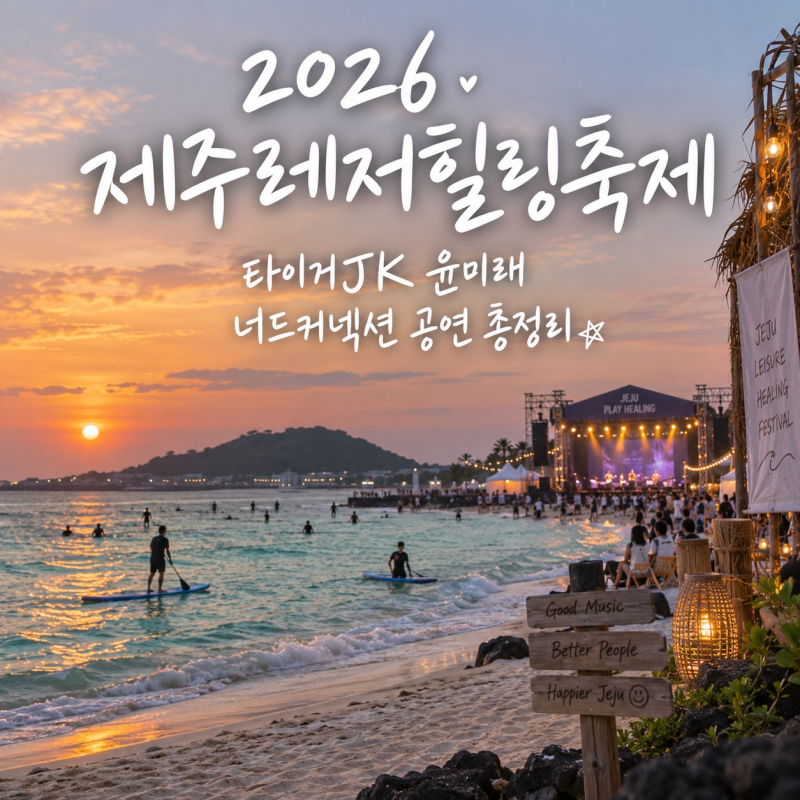 제주레저힐링축제 2026 일정 타이거JK 윤미래 가수 라인업 공연 주차 불꽃쇼 총정리
