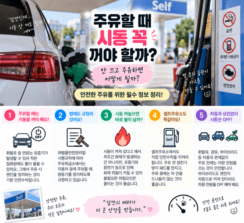 주유할 때 시동 꼭 꺼야 할까? 안 끄고 주유하면 어떻게 되는지 정리