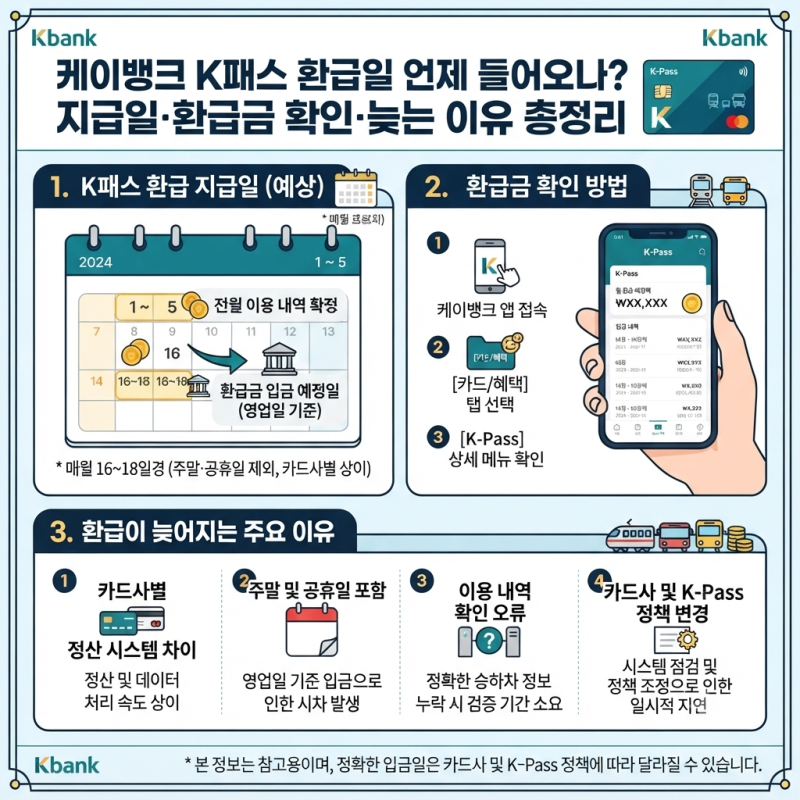 케이뱅크 K패스 환급일 언제 들어오나? 지급일·환급금 확인·늦는 이유 총정리