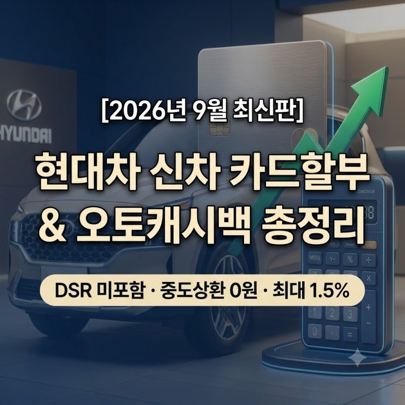 [2026 최신] 현대차 신차 카드사별 할부금리 & 오토캐시백 비교 총정리 (9월 기준)