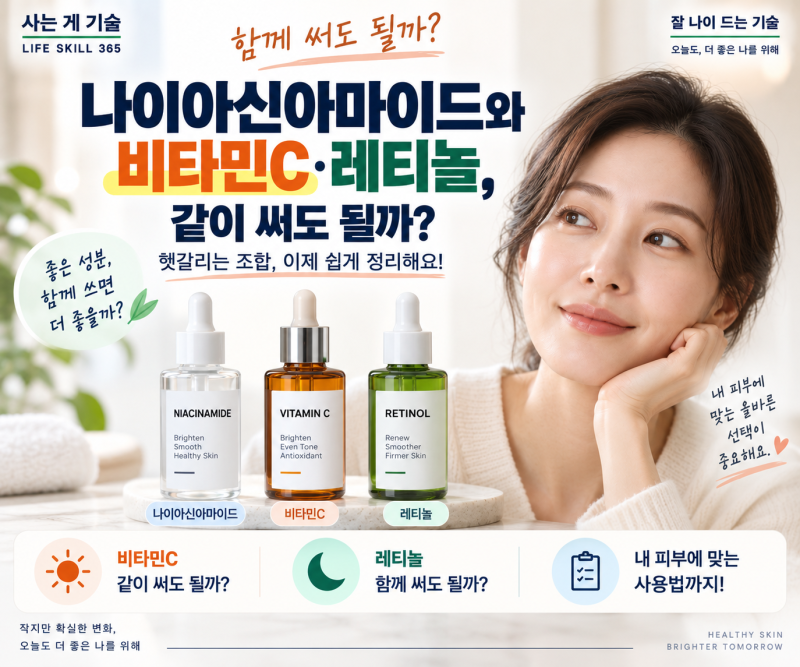 나이아신아마이드와 비타민C·레티놀, 같이 써도 될까? 헷갈리는 조합 정리