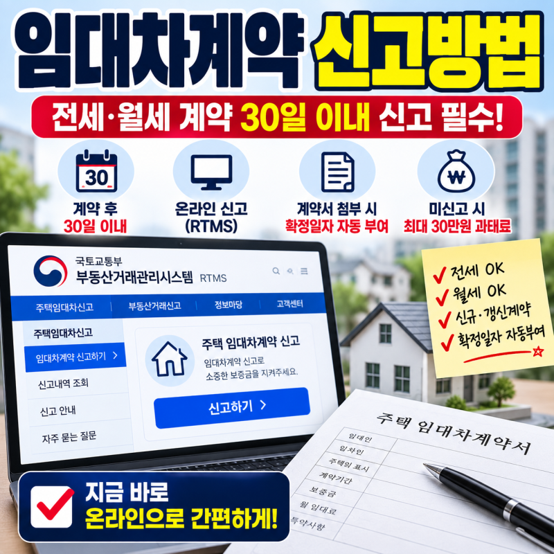 임대차계약 신고방법｜온라인 신고·준비서류·기한