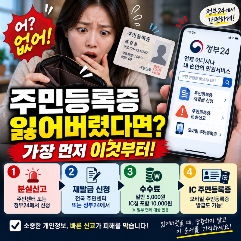 주민등록증 잃어버렸다면 무엇부터 해야 할까?｜분실신고·재발급·IC 주민등록증까지