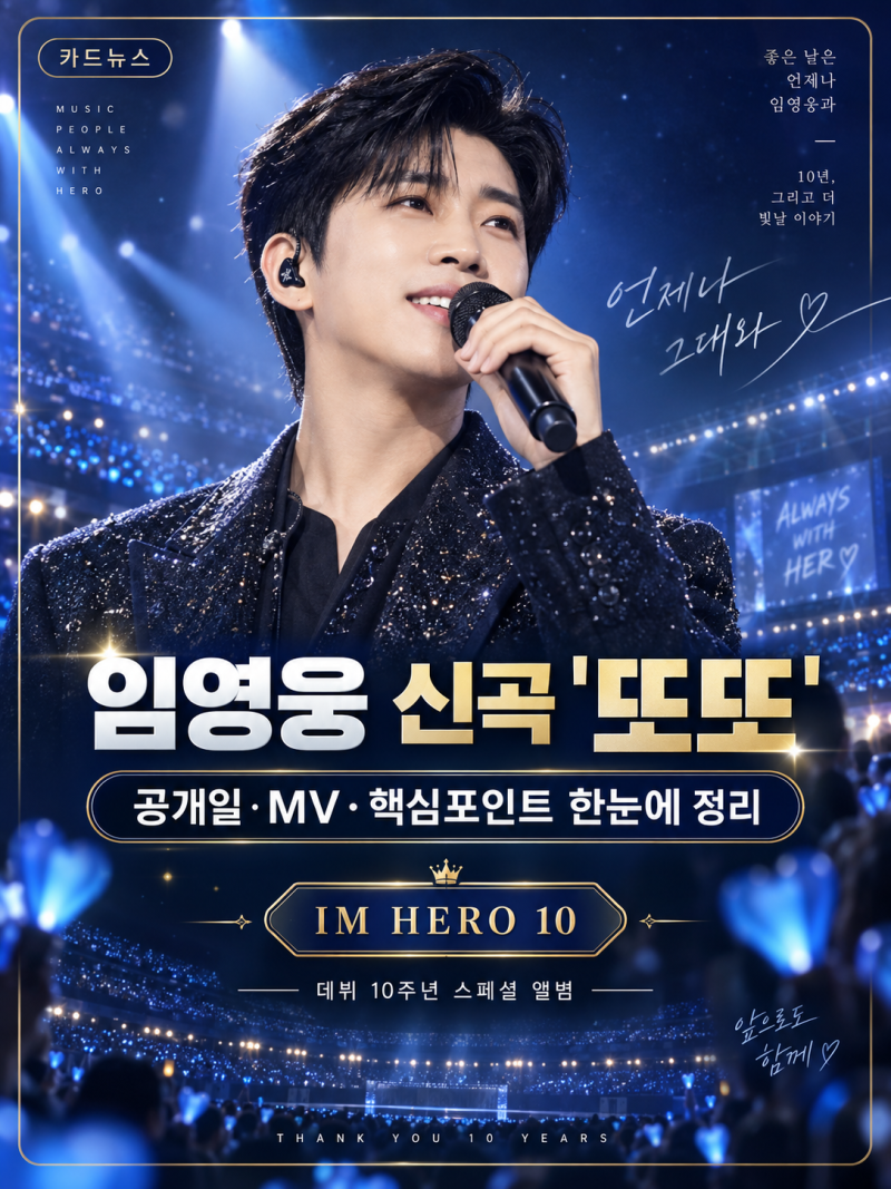 임영웅 신곡 또또 IM HERO 10 9월 8일 발매 신곡 고양 종합운동장 스타디움에서 공개 6곡 총정리