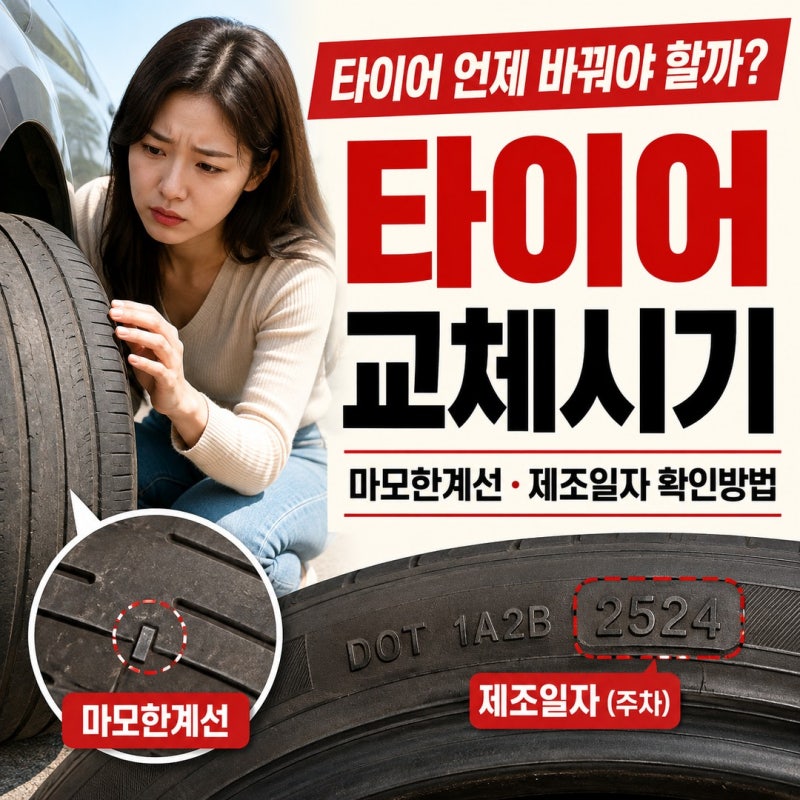 타이어 교체시기, 마모한계선·제조일자 확인방법