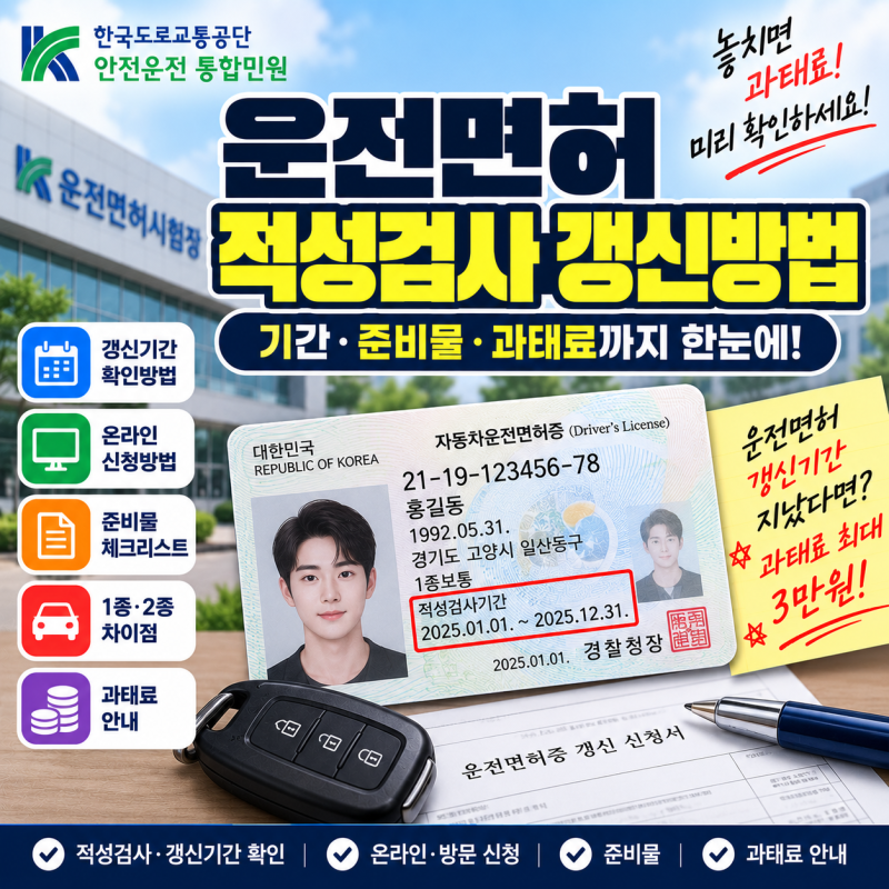 운전면허 적성검사 갱신방법｜기간·준비물·과태료