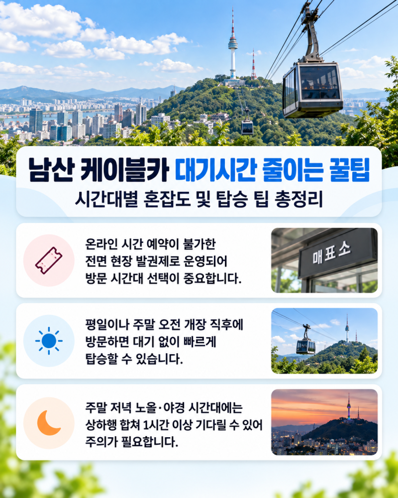 남산 케이블카 대기시간 줄이는 꿀팁 시간대별 혼잡도 및 탑승 팁 총정리