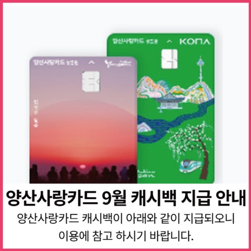 양산시민 필수 추석 특수 양산사랑카드 발급방법 발급조건 사용처